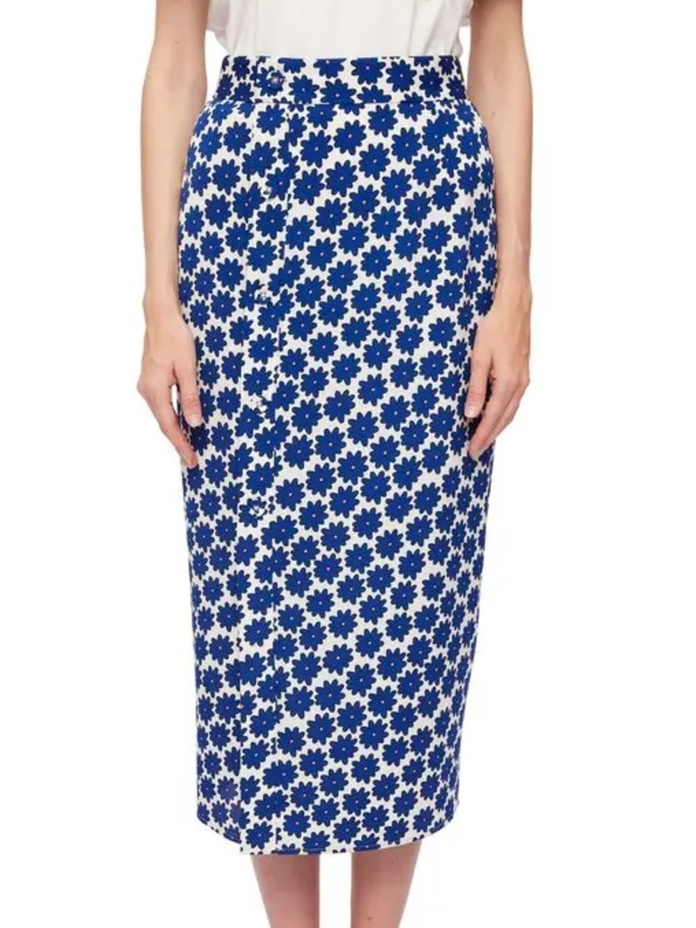 Diane von Furstenberg Calandra Skirt Daisy Dots Medium True Blue Print Size 6